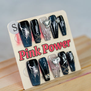 Pink Power Press on Nails- Chained Butterfly