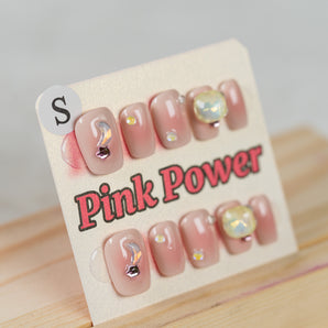 Pink Power Press on Nails- Luna's Tear