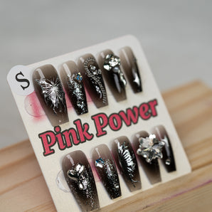 Pink Power Press on Nails- Brown Butterfly