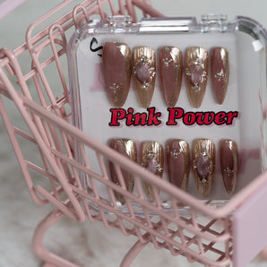 Pink Power Press on Nails- Nude Princess Eye