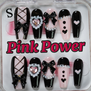 Pink Power Press on Nails- French Maid limited Edition