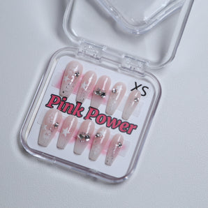 Pink Power Press on Nails- Pink Shades with Star