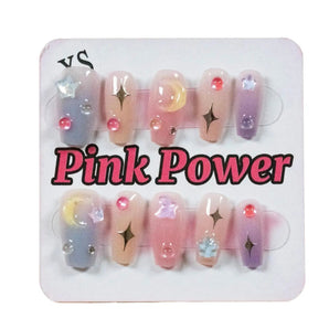 Pink Power Press on Nails- Rainbow Sailor Moon