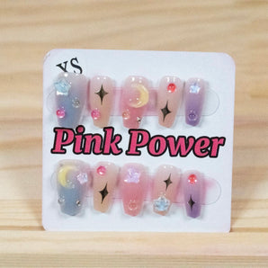 Pink Power Press on Nails- Rainbow Sailor Moon