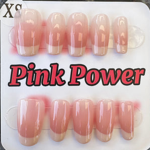 Pink Power Press on Nails- Short French