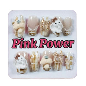 Pink Power Press on Nails- Rabbit Party