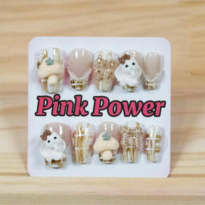 Pink Power Press on Nails- Rabbit Party