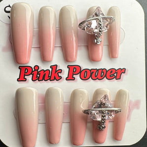 Pink Power Press on Nails- Pink Diamond Crown