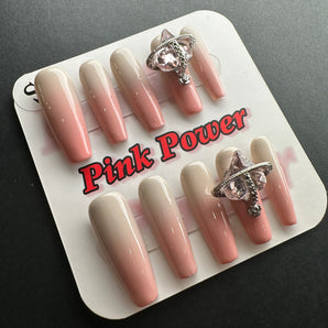 Pink Power Press on Nails- Pink Diamond Crown