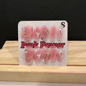 Pink Power Press on Nails- Pink Sparkle Ribbon